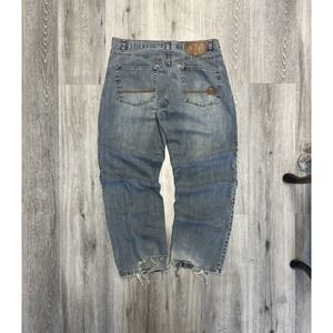 Vintage Y2K Mecca USA Dark Wash Gray Blue Distressed Baggy Hip Hop Jeans Size 38